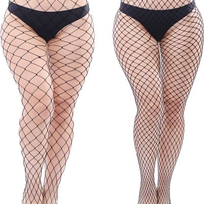 4 Pairs Black Fishnets Tights plus Size Sexy Fishnet Pantyhose Stockings Fishnet